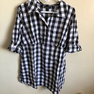 Lane Bryant Black and White Plaid Shirt 14/16